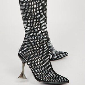 " ALL THAT GLITZ "  Knee High Heeled Boots - Black ( BRAND NEW !!!!!!!!!!!